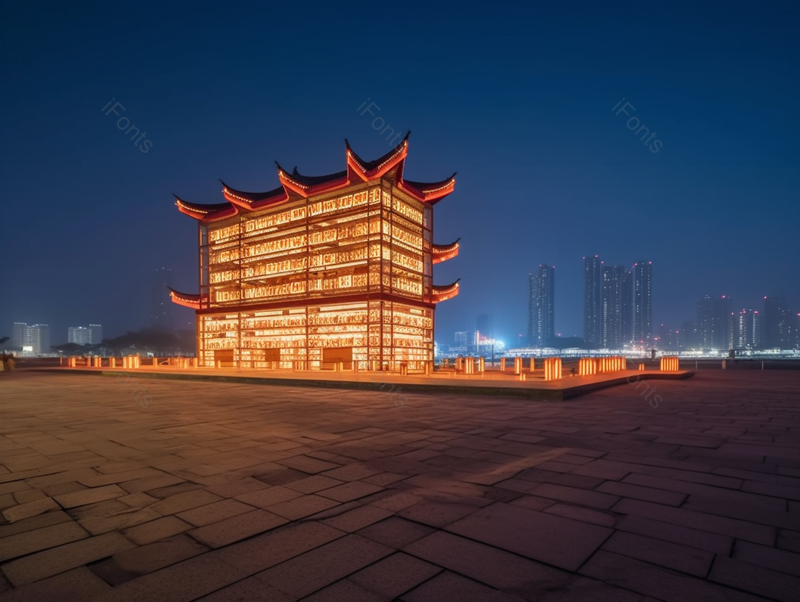 城市中央的传统建筑大楼夜景,高清,摄影图,摄影图片,图片大全,摄影图免费下载